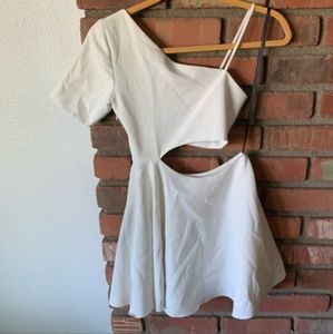 NBD revolve Starlet Fit n’ Flare Cutout Dress Ivory Sz XS
